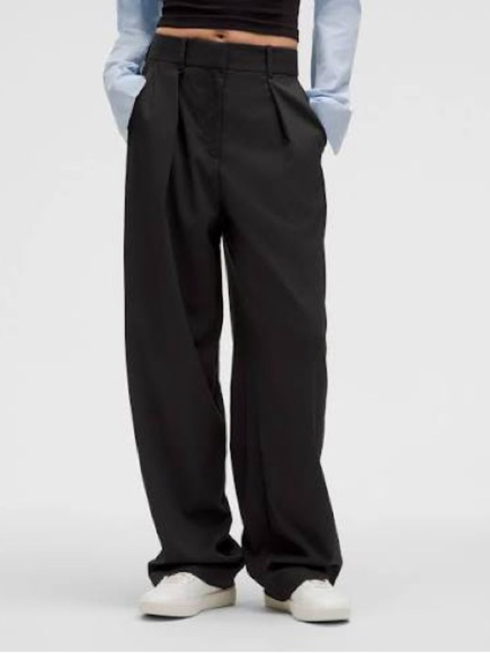 lululemon pleated front high rise trouser Black Wide Leg Trousers